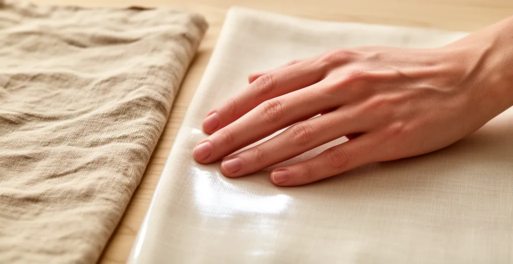 Gros plan sur deux échantillons de tissu percale mat et satin brillant côte à côte